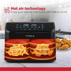 Holstein Housewares 9.5 QT Dual Basket Digital Air Fryer, Independent Controls - Non-Stick, Healthy Cooking with Less Oil, 8 Presets, Fry, Roast, Bake & Grill, LED Display & Dishwasher-Safe Parts