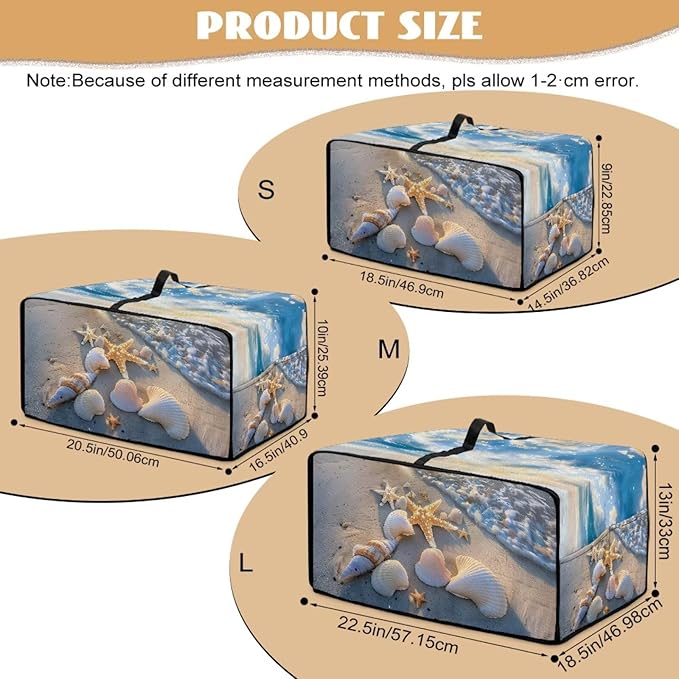 Beach Starfish Shell Print Toaster Oven Scratch-resistant Cover, Heat-resistant Small Appliance Cover for Kitchen Counter with Storage Pockets (Large-18.5 * 22.5 * 12.99 inches)