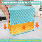 Blue Pullman Loaf Pan with Lid, Sandwich Bread Pullman Loaf Pan, 1LB Dough Capacity Rectangular Bread Pan, Non-Stick Loaf Pan with Dough Scraper Cutter for Sandwich Bread