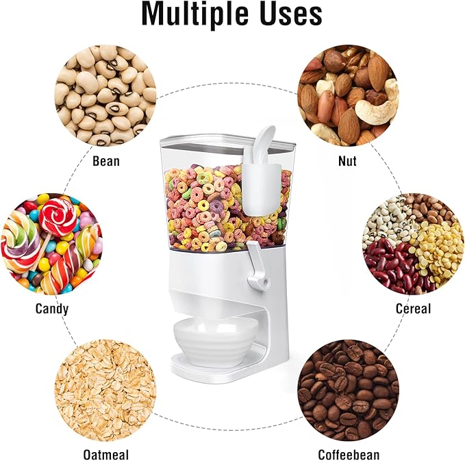 Cereal Dispenser Countertop With Bowls and Spoons Cereal Containers Storage for Pantry Snack Organizer Dry Food Storage Container with Lid for Kitchen Organization Oatmeal Nut Granola（2pcs White）