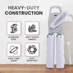 Zulay Kitchen Heavy Duty Stainless Steel Can Opener Manual with Bottle Opener - Rust Proof Manual Can Opener With Turn Knob & Comfy Soft Grip Handles - Light Lilac