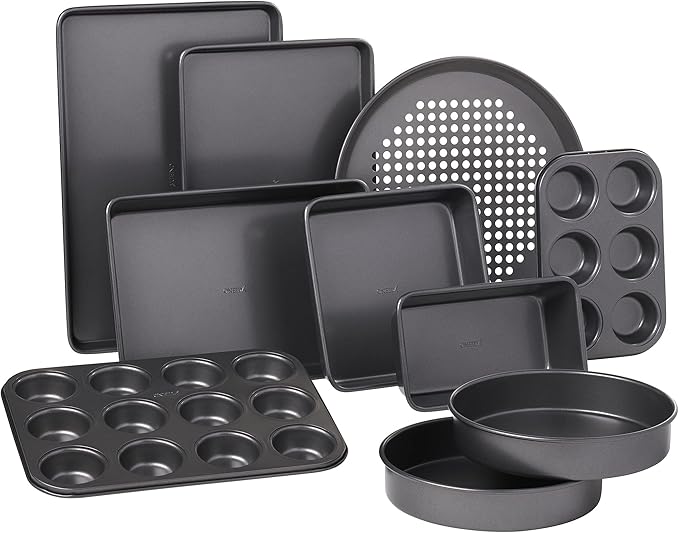 Oneida Select 10 Piece Nonstick Metal Bakeware Set, High-Performance & Dishwasher Safe,Silver