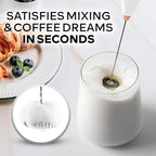 Zulay Kitchen Powerful Milk Frother Wand With 4 AA Duracell Batteries - Ultra Fast Handheld Drink Mixer - Electric Whisk Foam Maker for Coffee, Lattes, Cappuccino, Matcha & Creamer - White & Rose Gold