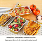 Aluminum Foil Pans with lids 10pack Heavy Duty 2LB Small foil pan 8.5"×6" Disposable, For Microwave & Oven Safe Cooking,Baking,A takeaway food container,Gold