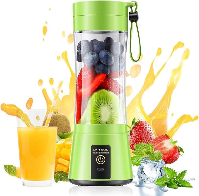 Cordless Portable Personal Size Blender - Mini Blender Make Smoothies and Shakes, 380Ml BPA Free Travel Cup, Powerful Blending Suit in Office/Home/Gym