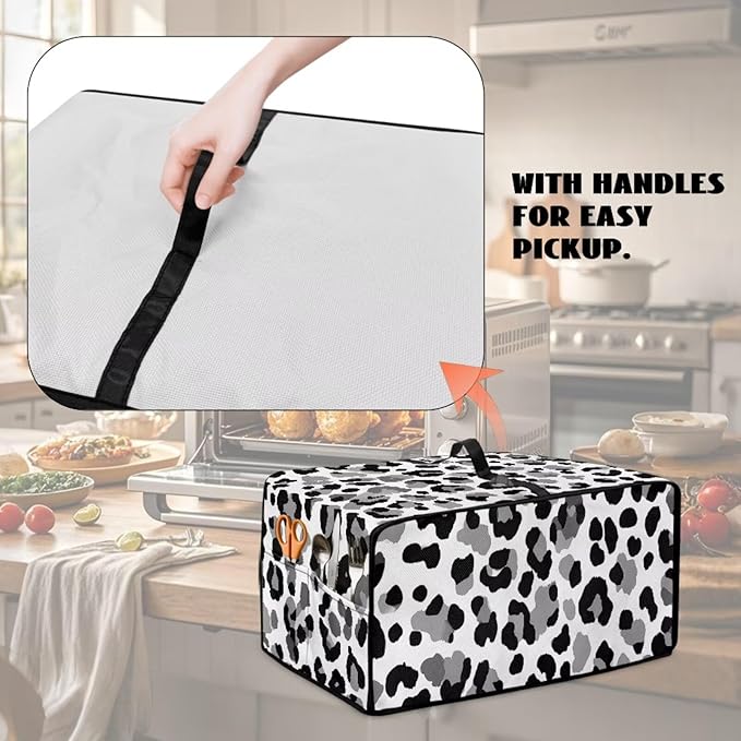 Leopard Print Toaster Oven Dust Cover, Heat-Resistant Case for Toaster Oven, Heavy Duty Washable Dust Cover Fit Most Small Appliance, (Large-18.5*22.5*12.99 inches)