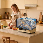 Beach Starfish Shell Print Toaster Oven Scratch-resistant Cover, Heat-resistant Small Appliance Cover for Kitchen Counter with Storage Pockets (Large-18.5 * 22.5 * 12.99 inches)