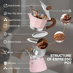 Aluminum 6 Cup 300ml Moka Pot Express Coffee Maker Stovetop Espresso Colorful Coffeemaker Italian Classic Style Brewing Greca Cafe Mocha Machine for Cafeteras Lover Camping Travel and Home Use 10oz