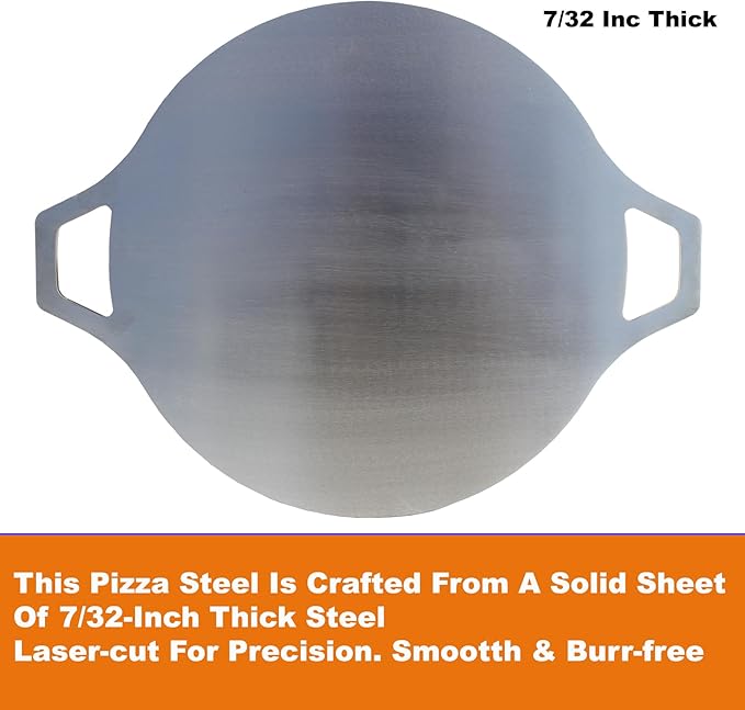Pizza Steel for Oven & Grill – Heavy Duty Baking Steel Pizza Stone, Round Baking Steels with Dual Handles，Carbon Pizza Pan for Crispy Crust, Bread, Cooking & BBQ