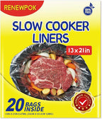 Slow Cooker Liners,3-8 Quart Cooking Bags Large Size 13"x 21", Disposable Slow Cooker Bags Oval For Crock Pot 20PCS