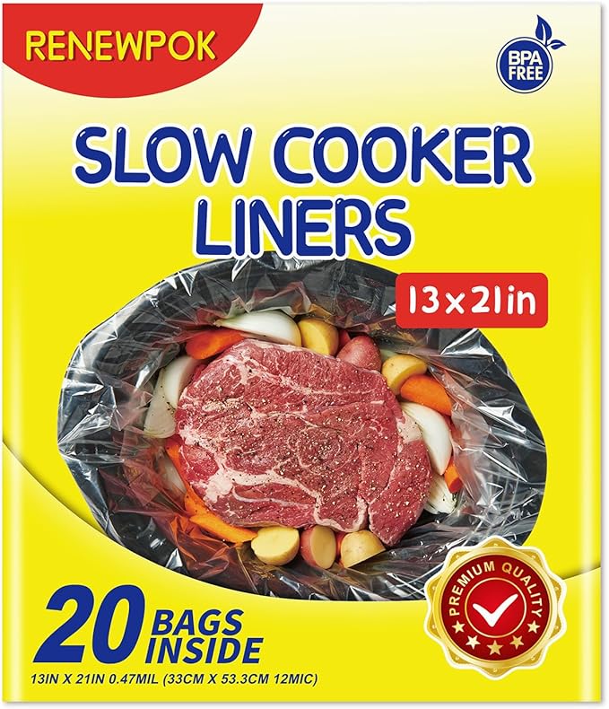 Slow Cooker Liners,3-8 Quart Cooking Bags Large Size 13"x 21", Disposable Slow Cooker Bags Oval For Crock Pot 20PCS