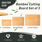 Bamboo Cutting Board Set Non Slip Feet with Holder Over Sink Kitchen Gadgets Charcuterie & Chopping Board Apartment Essentials New Home Must Haves Things Stuff Accessories House Housewarming Gifts
