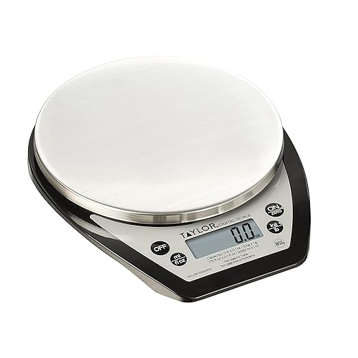 Taylor 1020NFS Compact Digital Scale, Multi-Functional Food Scale for Precise Weight Measuring and Portion Control, Tare Function, NSF, Stainless Steel Platform