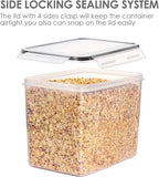 Vtopmart Food Storage Containers 3.3 quart / 3.6L, 4 Pieces BPA Free Plastic Airtight Canister for Flour, Sugar, Baking Supplies, with 4 Measuring Cups and 24 Labels,Black