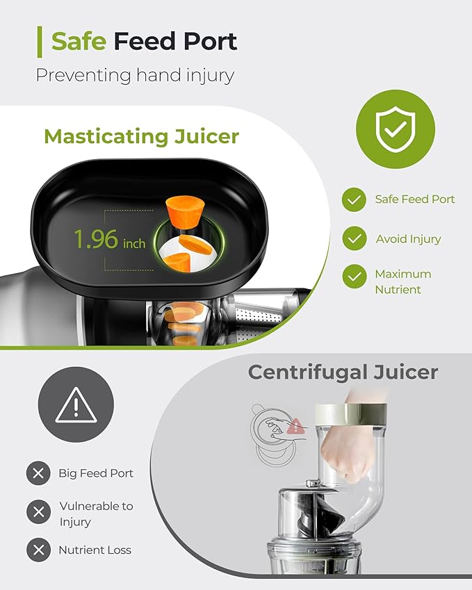 Jocuu Slow Masticating Juicer Machines with Soft Hard Modes Easy to Clean Quiet Motor & Reverse Function, Cold Press Juicer for Fruit & Vegetable, 90% Juice Yield, with Brush & Recipes (Grey)