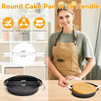 6 Inch Cake Pan - 3PCS Nonstick Round Cake Pans with 100 PCS Parchment Paper, Carbon Steel Smash Cake Baking Pans with Handle, Dishwasher Safe