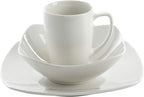 Gibson Home Amelia Court Porcelain Chip and Scratch Resistant Dinnerware set, Service for 4 (12pcs), White (Soft Square)