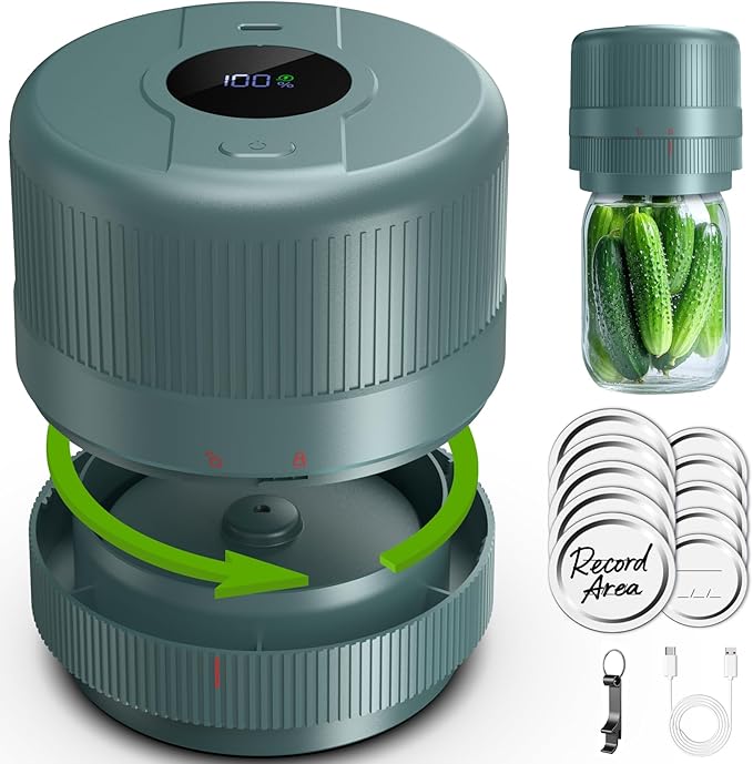 Mason Jar Vacuum Sealer Kit, Electric Sealer for Wide and Regular Mouth Mason Lids, Canning Vacuum Sealer Mason Jar, Automatic Vacuum Sealer Machine for Food Storage - Saxe Blue
