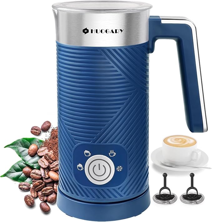 Huogary Milk Frother,4 in 1 Milk Frother and Steamer,10.14 oz /300 ml Hot and Cold Foam Maker,Milk Steamer,Milk Warmer for Coffee,Cappuccinos,Macchiato, 120V
