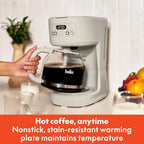 BELLA 12 Cup Programmable Coffee Marker, Reusable Dishwasher Safe Accessories, Easy LCD diaply, Auto Shutoff, 900 watt, Oatmilk