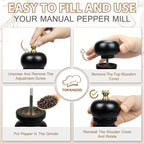 Salt and Pepper Grinders Set of 2, Manual Pepper Mill & Salt Grinder with Adjustable Ceramic Rotor & Stainless Steel Gasket, Refillable Black Salt & Pepper Shakers for BBQ Restaurant Kitchen