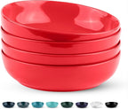 KooK Pasta Bowl, Salad Bowls, Soup, Serving Bowls, Ceramic, Large Capacity, Microwave & Dishwasher Safe, Set of 4, 40 Oz,(Red)