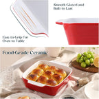 DOWAN 8x8 Baking dish, Square Baking Pan, Ceramic Casserole Dishes for Oven, Cake Pan with Handle, for Brownie, Lasagna, Casserole, 2 Quart, Home Gift, Wedding Gift, Red