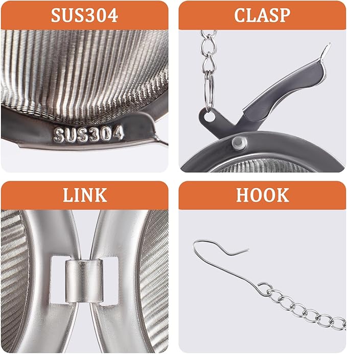 304 Stainless Steel Tea Strainers for Loose Tea Infuser Ball, Extra-Fine Mesh Tea Ball, Tea Holder Loose Leaf Tea Steeper, Tea Diffuser for Rooibos, Black Tea, Herbal & Spices (Small x 2)