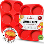Walfos Silicone Muffin Top Pans for Baking 4inch Jumbo Size, Perfect Results Premium Non-Stick Bakeware Egg Baking Pan, Great for Eggs, Hamburger Bun, Muffin Top and More, Food Grade & BPA Free, 2pcs