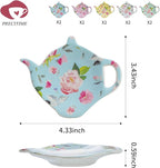 Porcelain Tea Bag Coasters, Floral Used Tea Bag Holder Ceramic, Set of 10 Tea Bag Plates Floral, Teaspoon Rest, Tea Bag Dish, Tea Party Gifts
