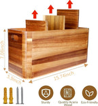 Wooden Kitchen Utensil Holder Organizer for Counter or Countertop, Large Wooden Utensil Holder for Storage Cooking and Silverware with 4 Compartment, Acacia Rustic Wood Container Extra Large