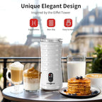 Milk Frother, Paris Rhône 4-in-1 Milk Steamer and Frother, Hot & Cold Foam Milk Warmer with Temperature Control, Auto Shut-Off Frothers for Coffee, Latte, Cappuccino, Macchiato