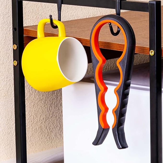 Bloss Jar Opener Bottle Opener Jar Gripper for Weak Hands, Seniors With Arthritis and Children, 4 in 1 Multi-Function Non Slip Colorful Can Opener Tool Get Lids Off Easily, Black Red