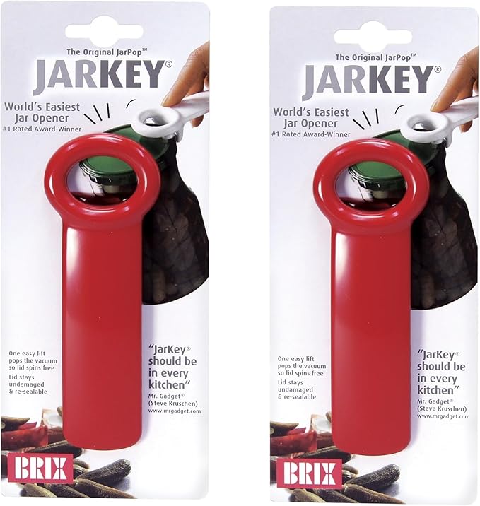 Brix JarKey Original Easy Jar Key Opener, 2-Pack, Red