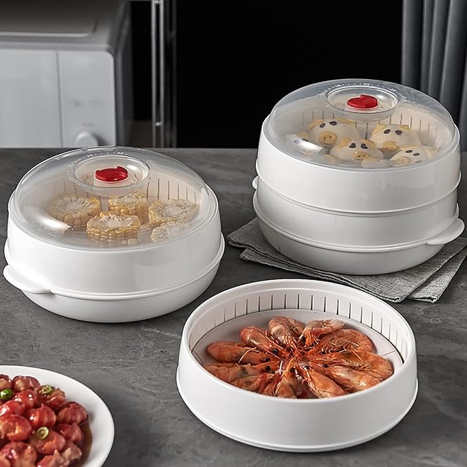 Microwave Vegetable Steamer, Microwave Steamer for Vegetables, Microwave Heating Bowl, Micro Cookware for Cooking (1 - Layer)