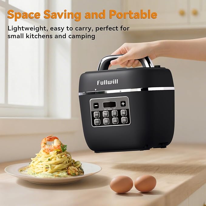 Fullwill Electric Pressure Cooker Lite, Slow Cooker, Rice, Sauté, Warmer, Olla de Presion Nonstick Pot 3 Quarts