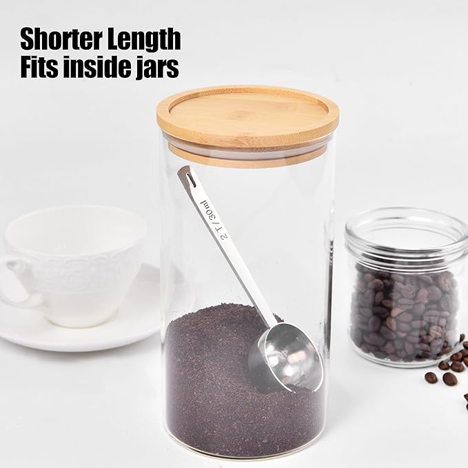 18/8 Stainless Steel Coffee Scoop, Doosu Food-Grade Metal Measuring Spoon with 4.3in Long Handle, Tablespoon Scooper for Coffee Beans, Ground Coffee, Espresso, Protein Powders, Tea, Sugar (2 Tbsp)