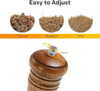 Wooden Salt and Pepper Grinder Set, Premium Oak Wood Salt Grinders Shakers, Pepper Mill with S and P Engraving, Adjustable Ceramic Grinder – 10 inches, 2 Pack