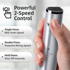 Zulay Kitchen Rechargeable Milk Frother Handheld Lux - Powerful 2-Speed Motor, Waterproof, 2000mAh Battery - Drink Mixer for Latte, Cappuccino, Matcha & Protein Powder - Pure Silver