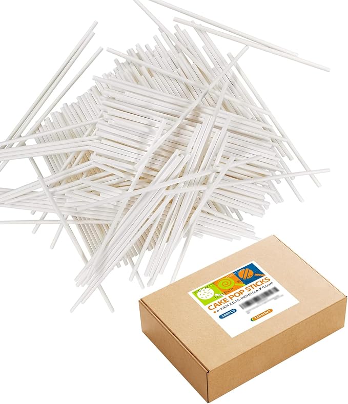 500 Count 6 INCH White Paper Lollipop Sticks,Cake Pop Sticks,Sucker Sticks for Cookies,Rainbow Candy,Chocolate,Cake Topper(Dia 4mm)