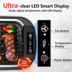 CUSIMAX Indoor Grill, Electric Smokeless Grill, 1500W Korean BBQ Grill, Electric Griddle with LED Smart Display & Tempered Glass Lid, Non-stick Removable Plate & Griddle Plate, Black