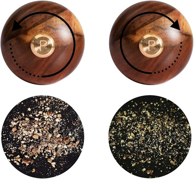 Salt and Pepper Mill Set, Pepper Grinder with Adjustable Stainless Steel Grinder, Salt Grinder with Ceramic Grinder, Acacia Wood, Height 30 cm / 12 inch