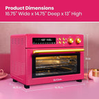 VAL CUCINA Limited Edition Happy Pink Infrared Heating Air Fryer Toaster Oven, Extra Large Countertop Convection Oven 10-in-1 Combo, 6-Slice Toast, Enamel Baking Pan Easy Clean with Recipe Book