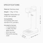 Aarke Carbonator lll, Sparkling & Carbonation Water Machine, Stainless Steel with PET BPA-Free Reusable Bottle Volume 1L/34 fl oz (Matte Grey)