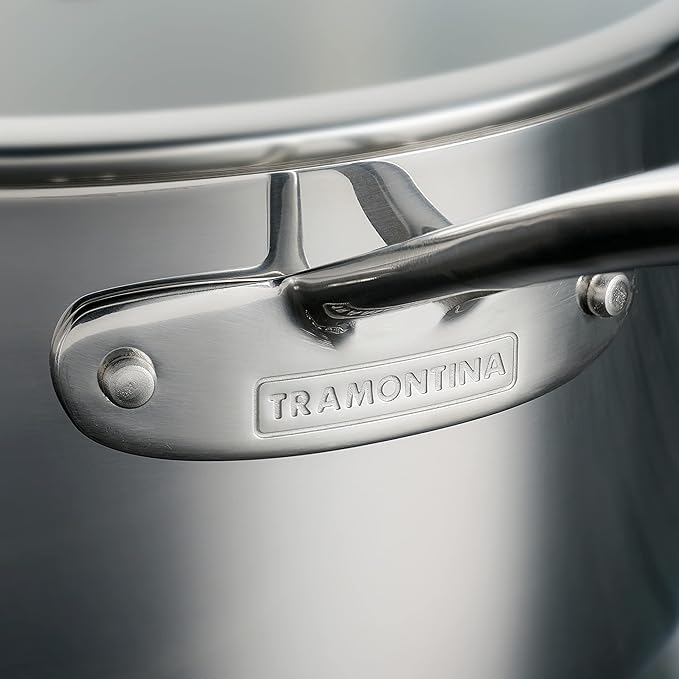 Tramontina Tri-Ply Clad Stainless Steel 12-Piece Cookware Set with Glass Lids, Pots and Pans Kitchen Set, Induction-Ready, Dishwasher-Safe, NSF-Certified