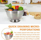 Stainless Steel Colander for Kitchen | 5 Quart Durable Rice and Pasta Strainer with Handle | Oversized Handles | Nesting Design | Rust-Resistant & Dishwasher Safe