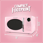 Nostalgia Retro Microwave Oven - 0.7 Cu Ft, 700-Watt Countertop Size with Glass Turntable, Child Safety Lock, 8 Auto-Cook Programs, Digital Clock - Pink