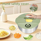 Stainless Steel Salad Spinner Large with 5 Blades Slicer, Lettuce Washer Spinner and Dryer, Vegetable Fruits Chopper Bowl, Egg Yolk Strainer Comes with Dipping Saucers and Clip, 5.3Qt