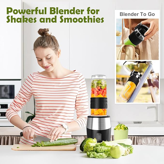 Blender and Food Processor Combo, Personal Blender for Shakes and Smoothies, Suitable for Kitchen, Home, 700W Electric Blender with Mixer Grinder/Chopper