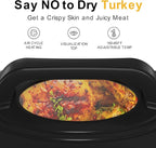 RoyalCraft 26-Quart Electric Roaster Oven with Visible Self-Basting Lid, Turkey Roaster Oven with Removable Pan and Rack, Perfect for Large Meals and Holiday Feasts, Silver